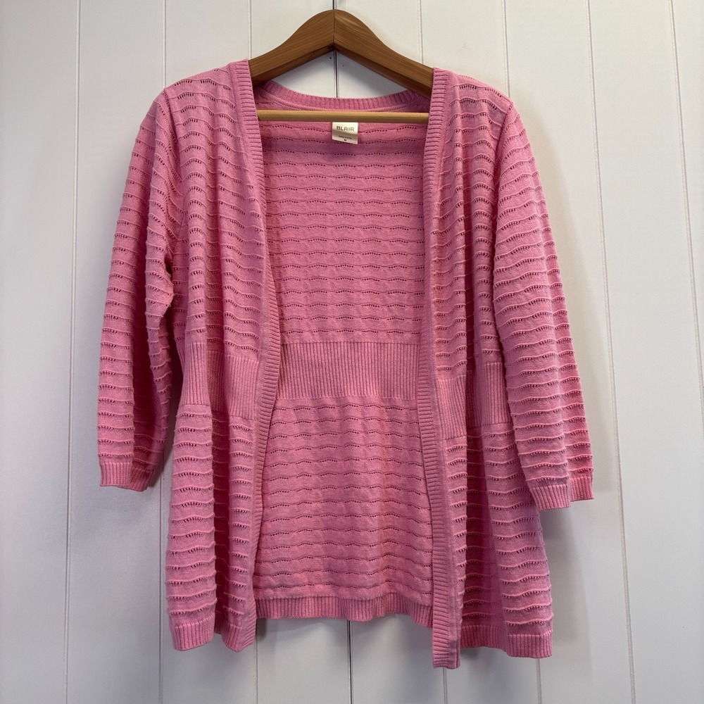 Blair Cottage Pointelle Knit Cardigan Sweater Womens Medium Coquette Soft Girl